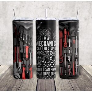 Mechanic Themed Black and Red Tumbler